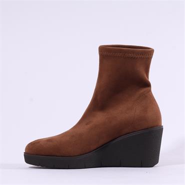 Miss Elastic Wedge Sock Boot - Tabacco Brown
